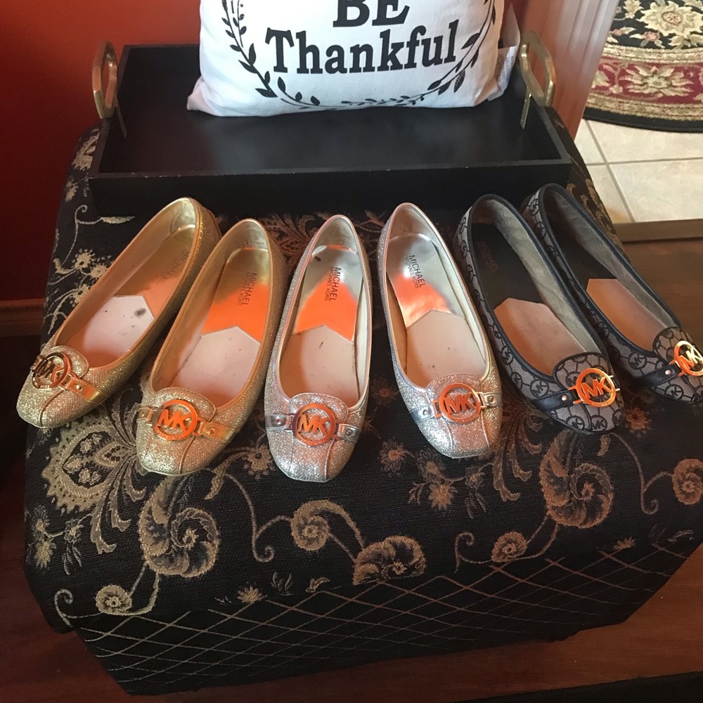 3 PAIR OF MICHAEL KORS FLATS 9.5